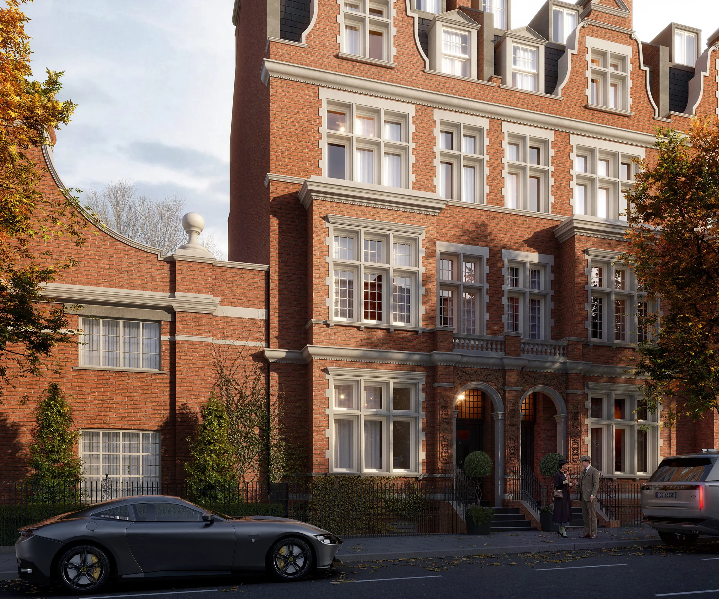 Holland Park residence at dusk, London