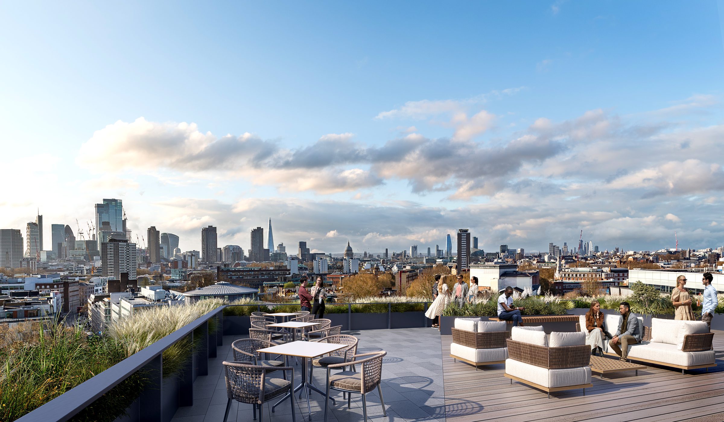 Roof terrace, view to the City