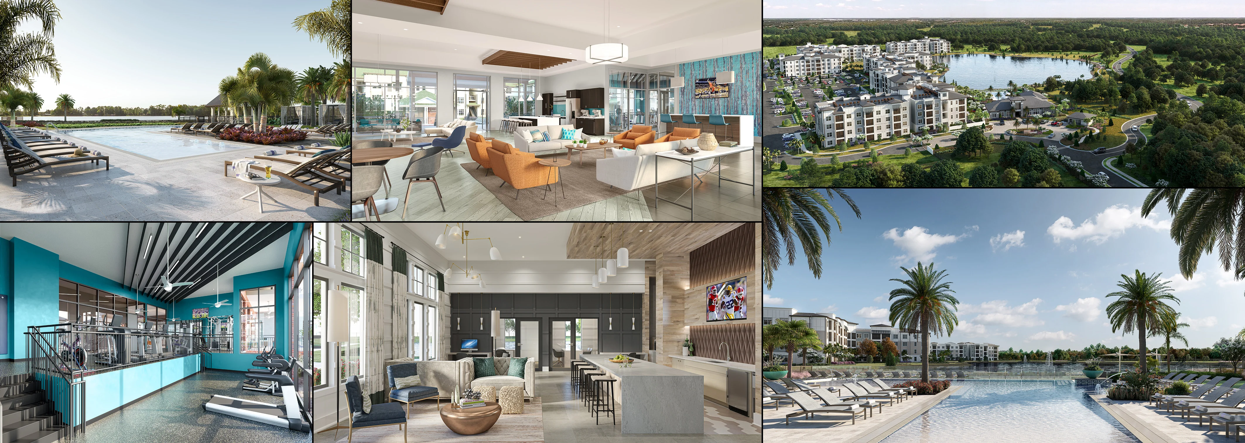 Florida master-planned community CGI — pool and amenity, Construct Media