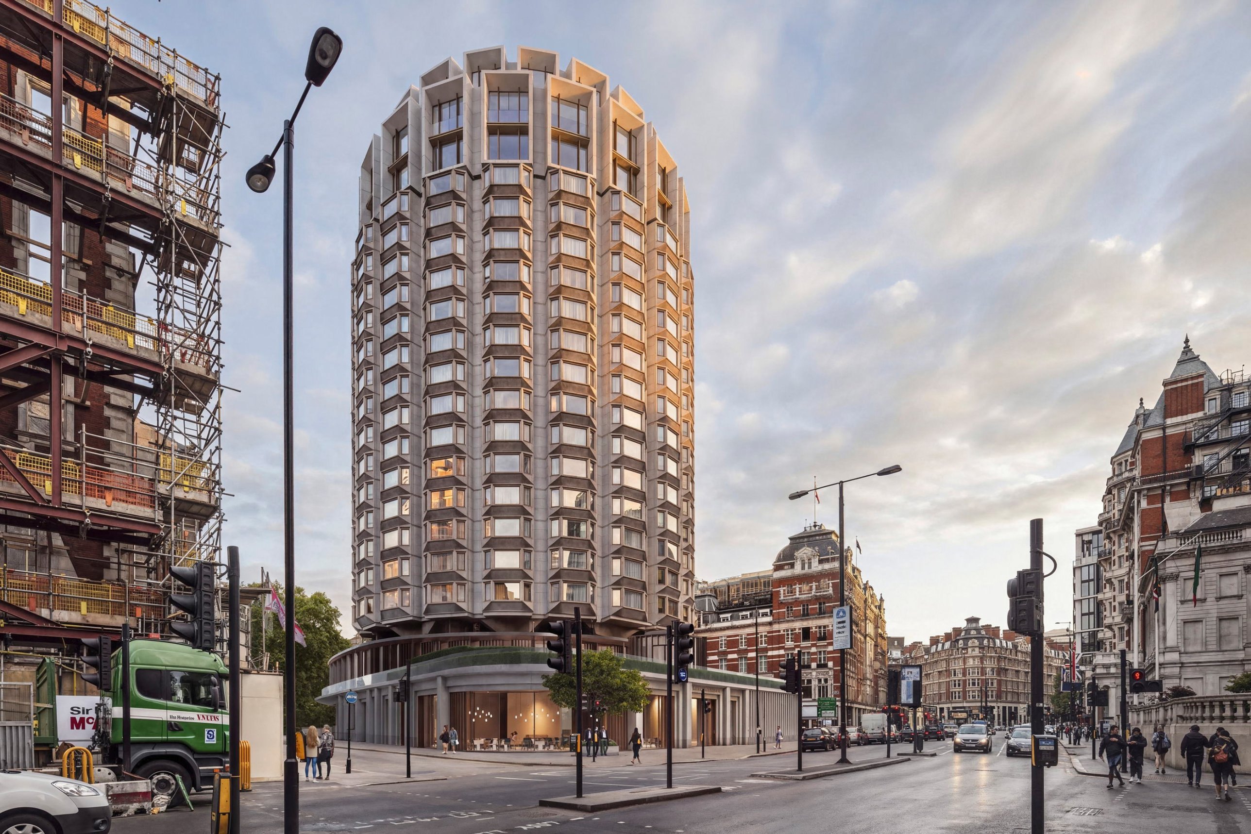 The Park Tower, Knightsbridge, at dusk